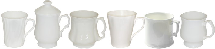 White bone china mugs made in Stoke-on-Trent